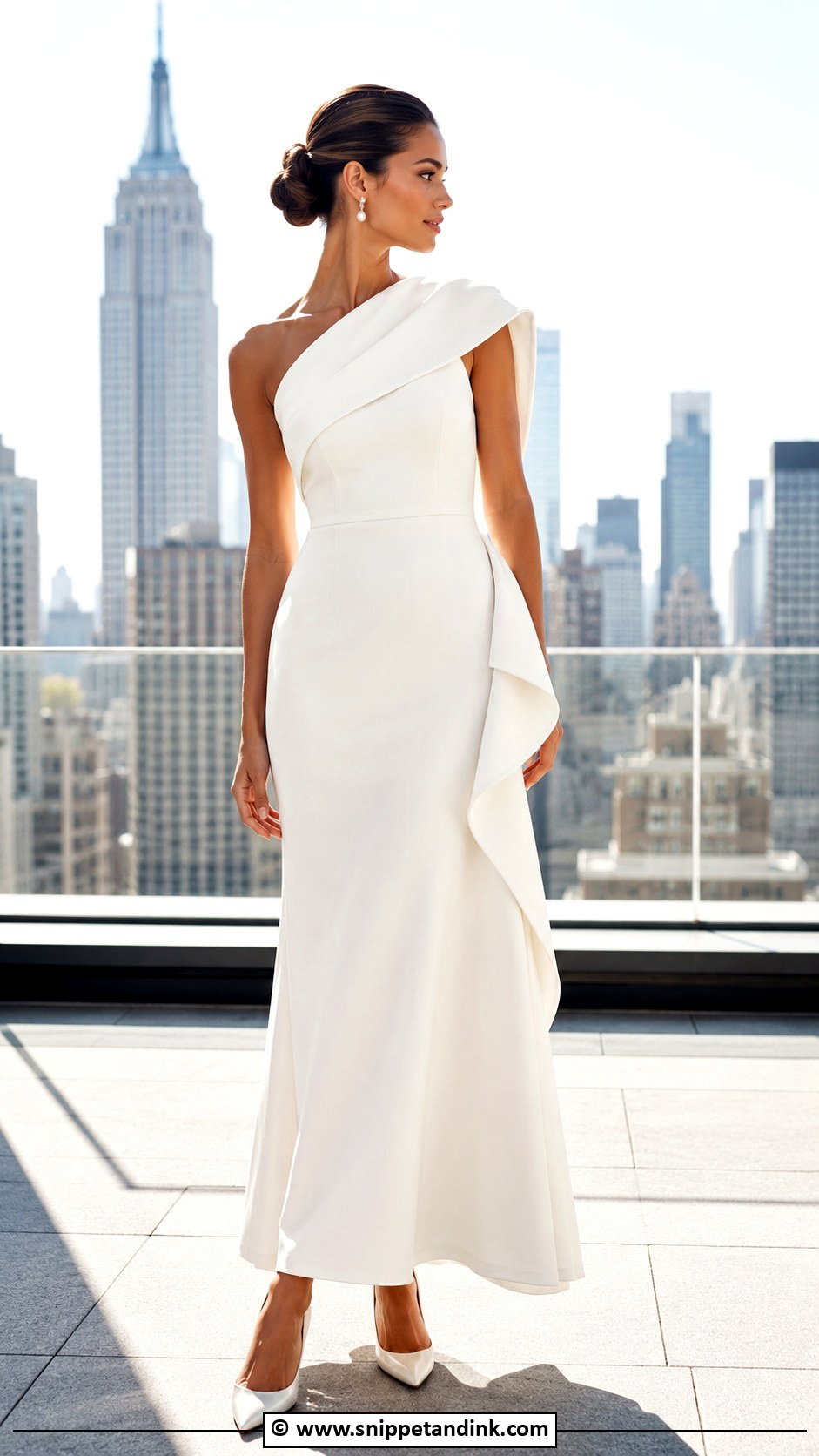 One Shoulder Ankle Length Wedding Dress - Snippet and Ink - 30 Ankle Length Wedding Dress Ideas