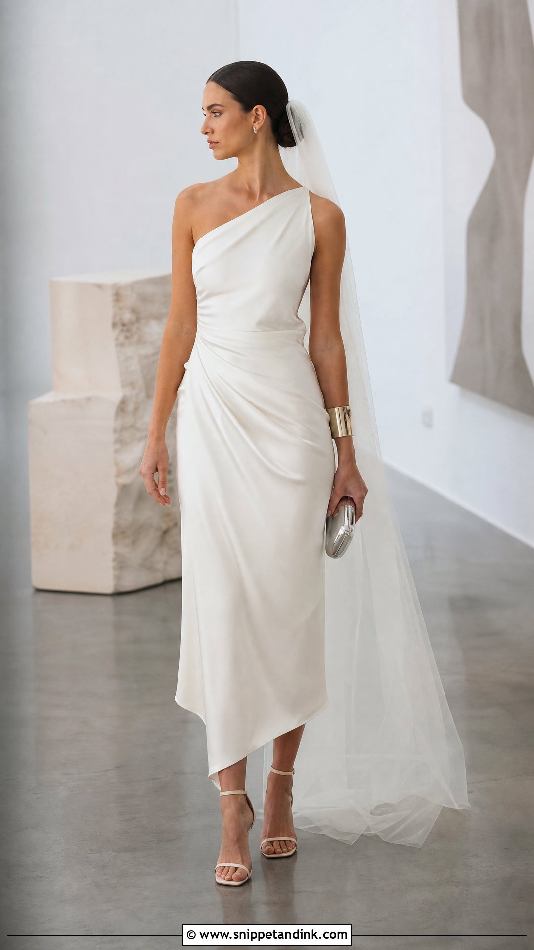 One Shoulder Asymmetrical Wedding Dress - Snippet and Ink - 20 Shorter Wedding Dress Ideas