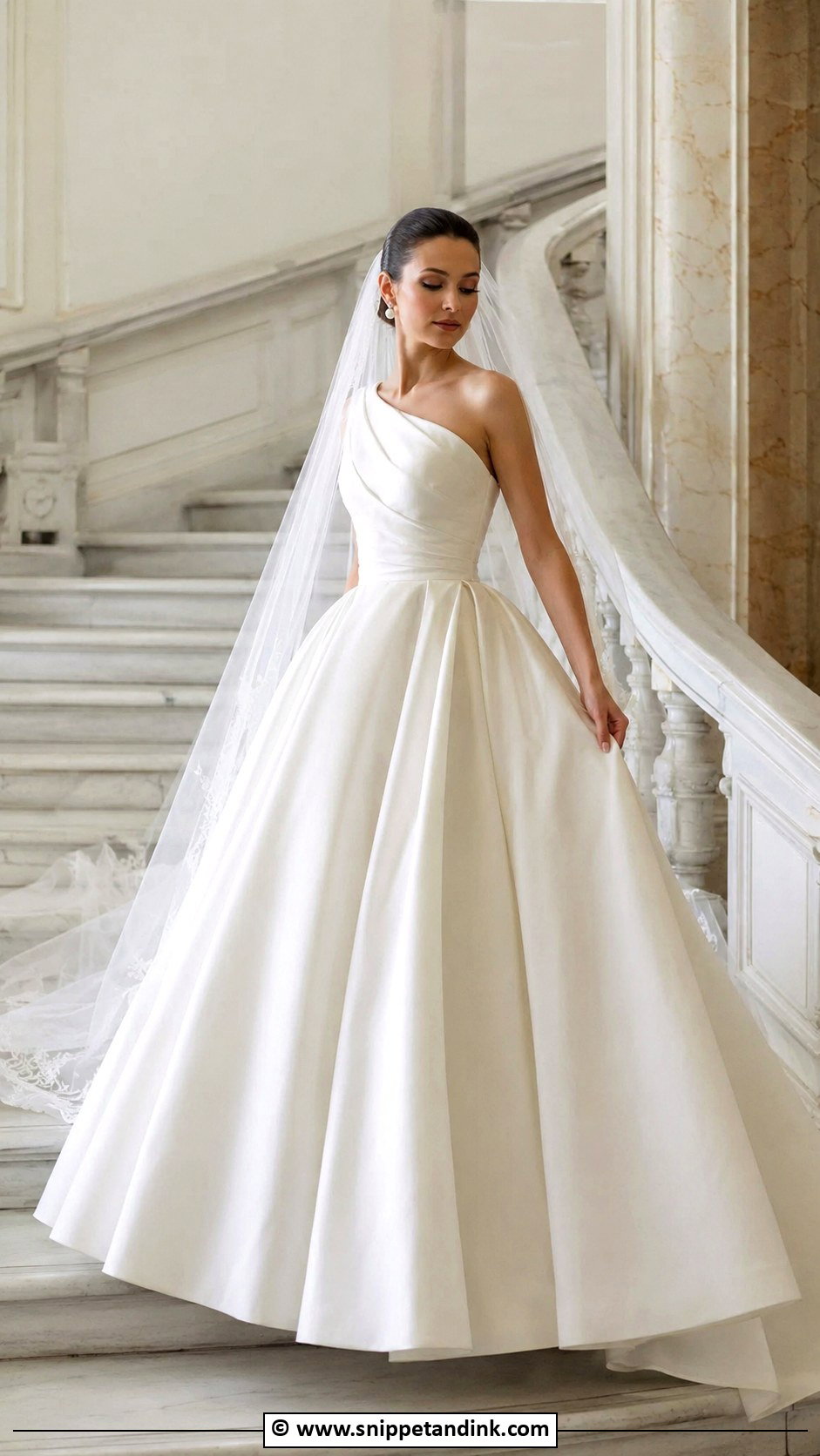 One Shoulder Ball Gown Wedding Dress - Snippet and Ink - 30 One Shoulder Wedding Dress Ideas