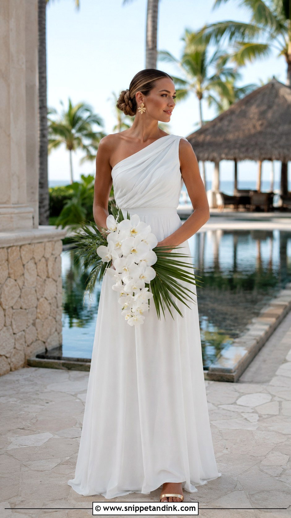 One Shoulder Beach Wedding Dress - Snippet and Ink - 20 Destination Wedding Dress Beach Ideas