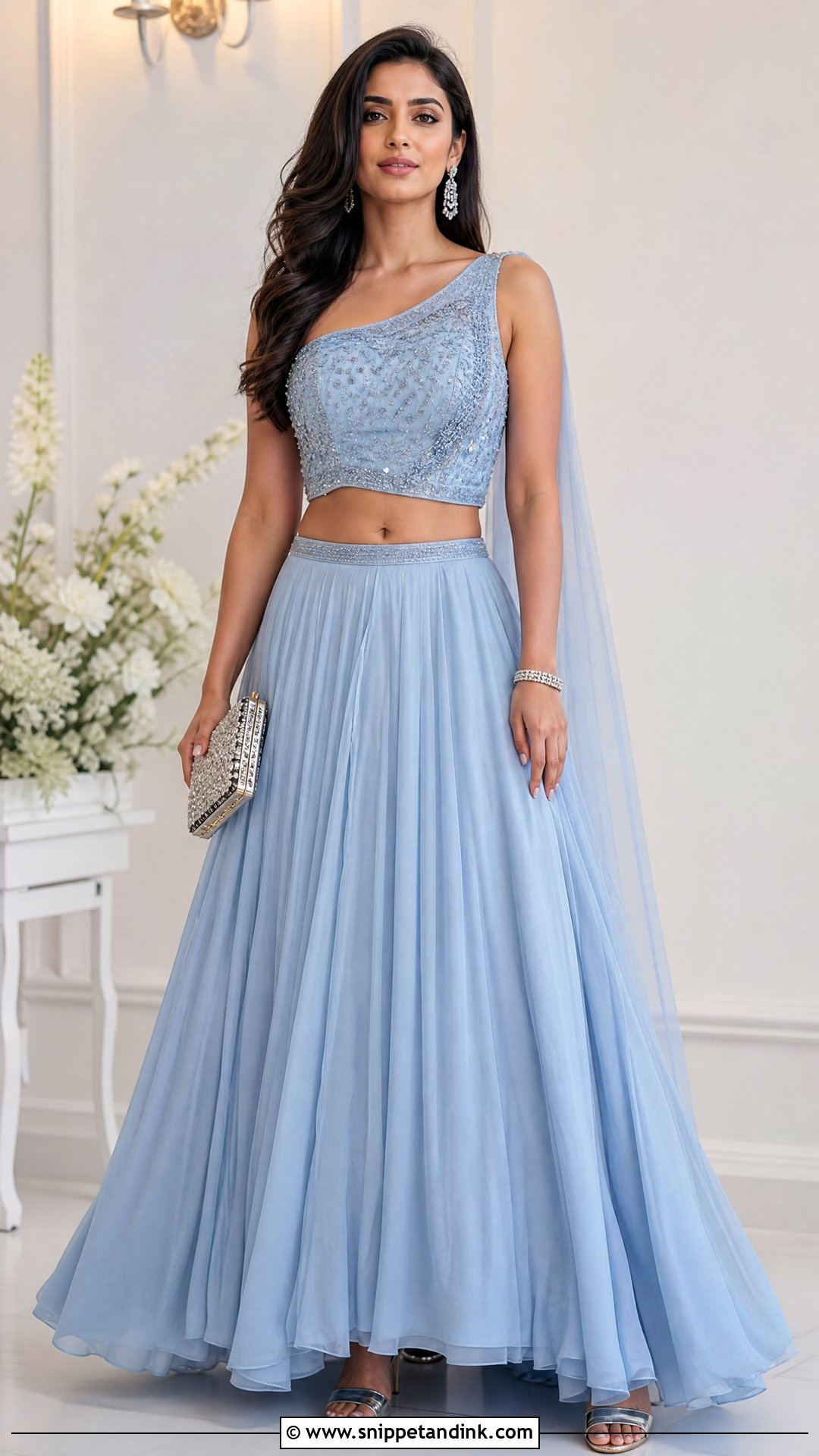 One Shoulder Blouse Lehenga For Sangeet - Snippet and Ink - 25 Outfit for Sangeet Function Ideas