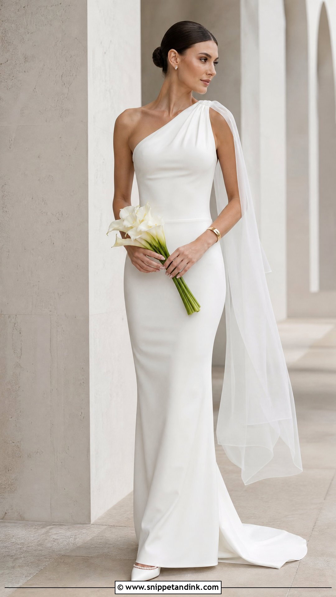 One Shoulder Bridal Dress - Snippet and Ink - 25 Bridal Dresses Simple Elegant