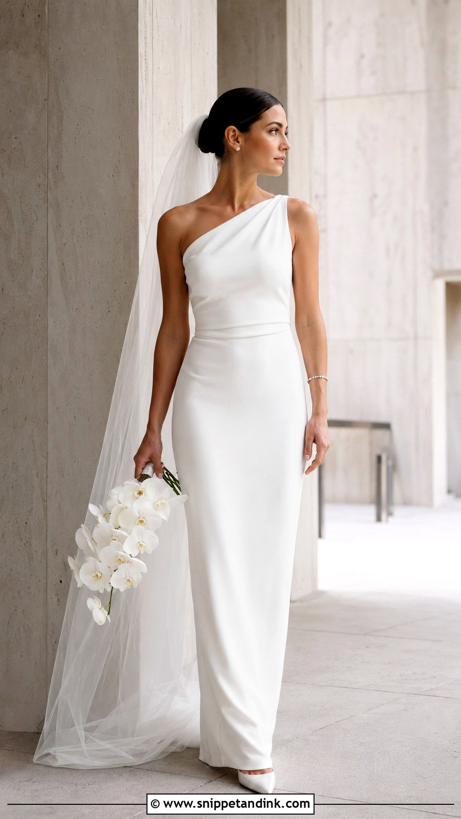 One Shoulder Bridal Dress - Snippet and Ink - 20 Bridal Dress Inspo Ideas