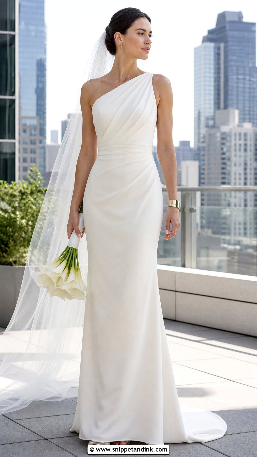 One Shoulder Bridal Gown - Snippet and Ink - 20 Vogue Bridal Ideas