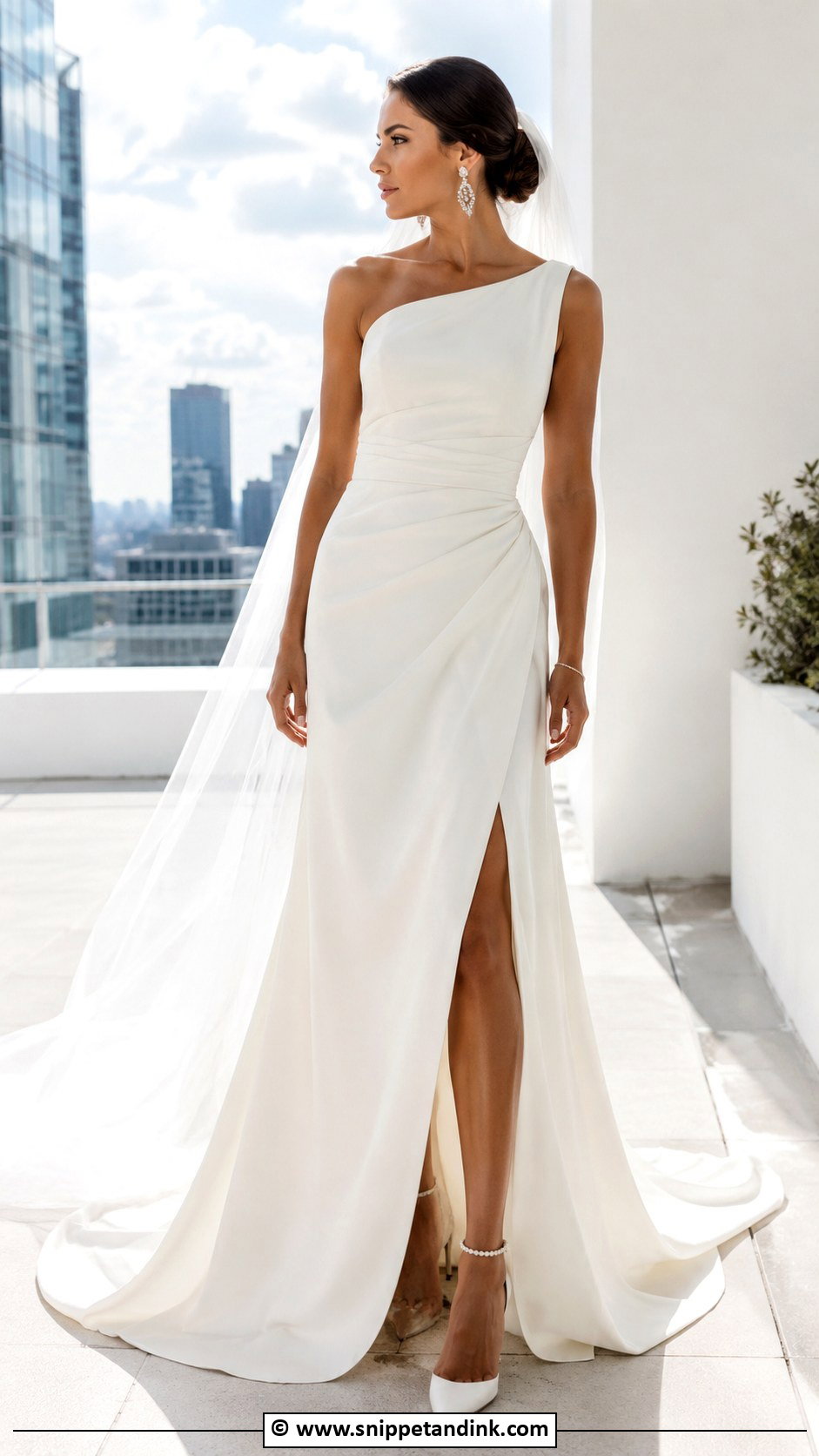 One Shoulder Bride Gown - Snippet and Ink - 30 Bride Gown Ideas