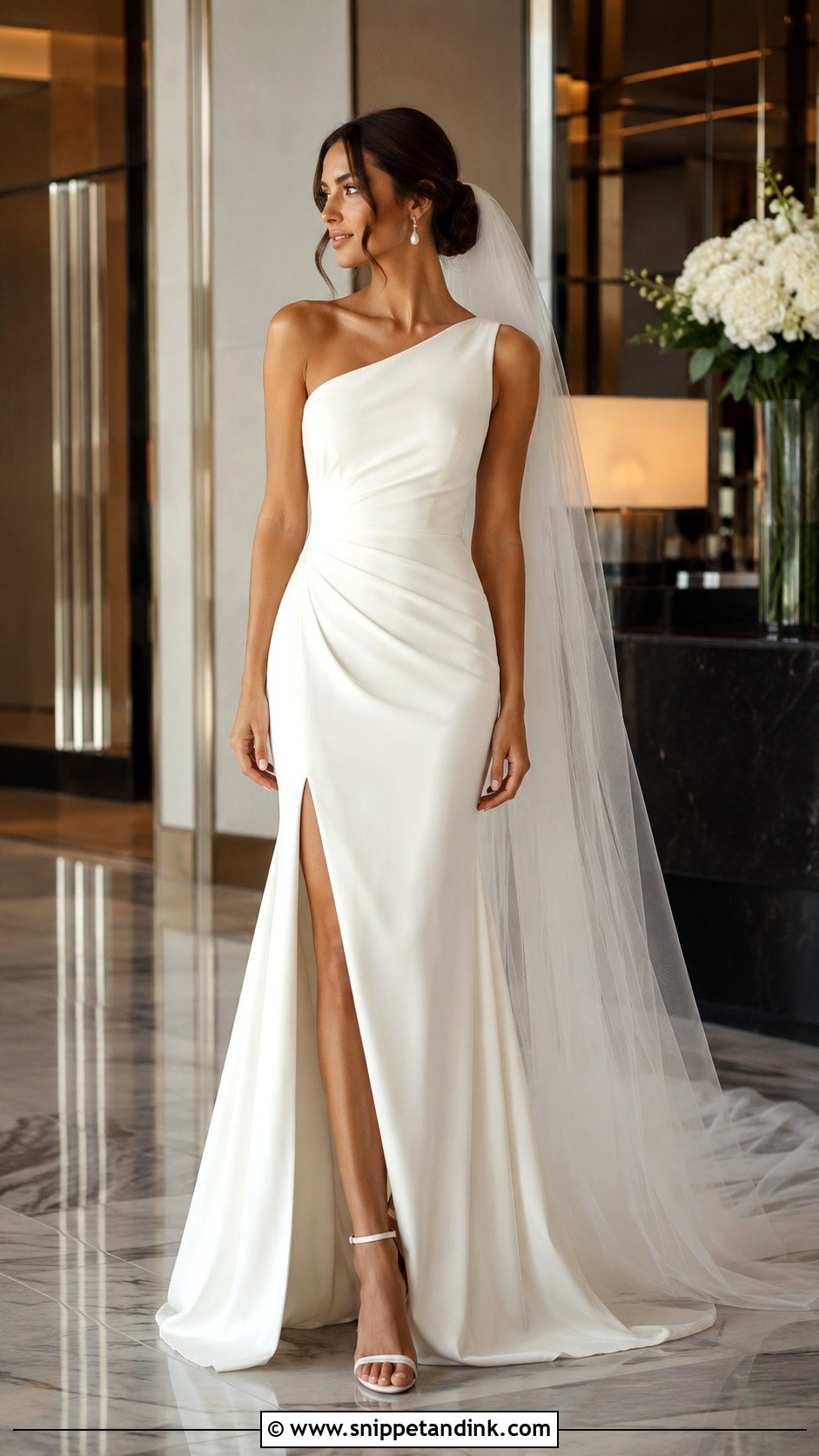 One Shoulder Bride Outfit - Snippet and Ink - 25 Classy Bride Ideas