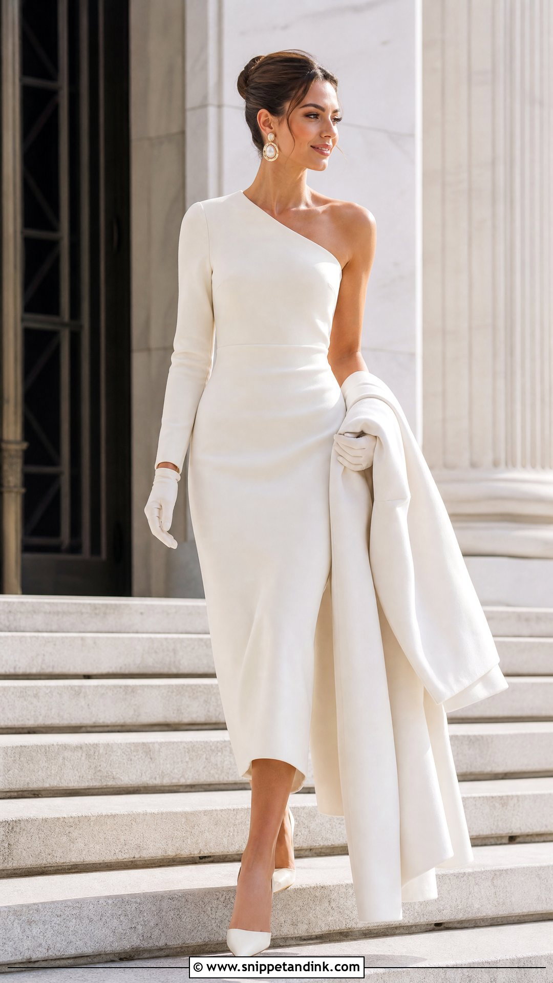 One Shoulder Civil Wedding Dress - Snippet and Ink - 20 Winter Civil Wedding Dress Ideas