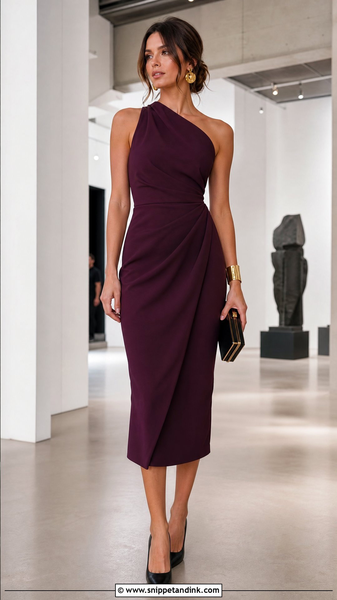 One Shoulder Cocktail Dress for a Fall Wedding - Snippet and Ink - 20 What to Wear to a Fall Wedding Ideas
