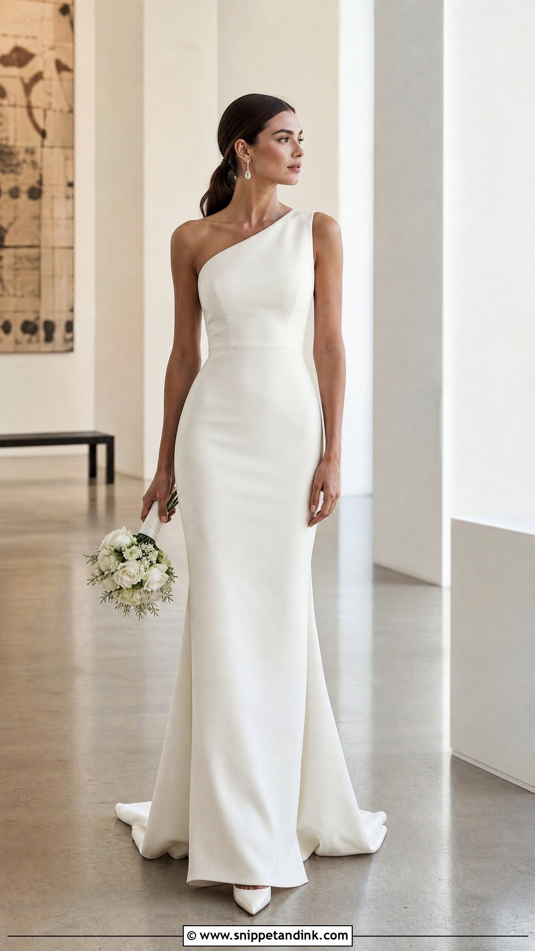 One Shoulder Column Wedding Dress - Snippet and Ink - 20 Wedding Dresses for Small Chest