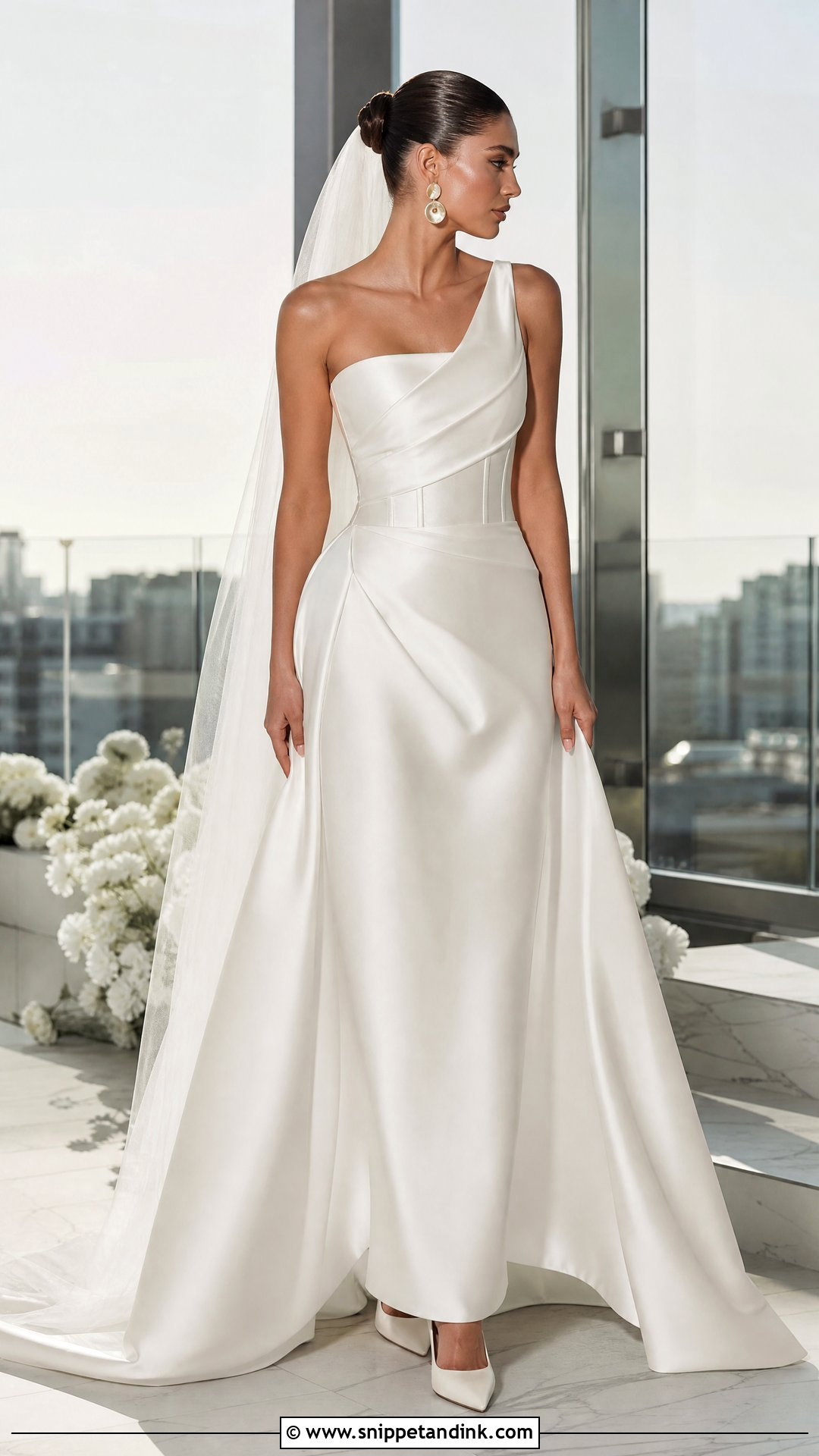 One Shoulder Corset Wedding Dress - Snippet and Ink - 25 Corset Top Wedding Dresses