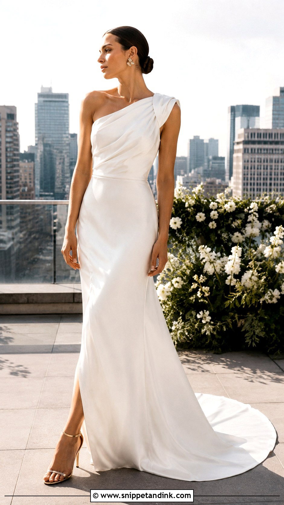 One Shoulder Court Train Wedding Dress - Snippet and Ink - 20 Court Train Wedding Dress Ideas
