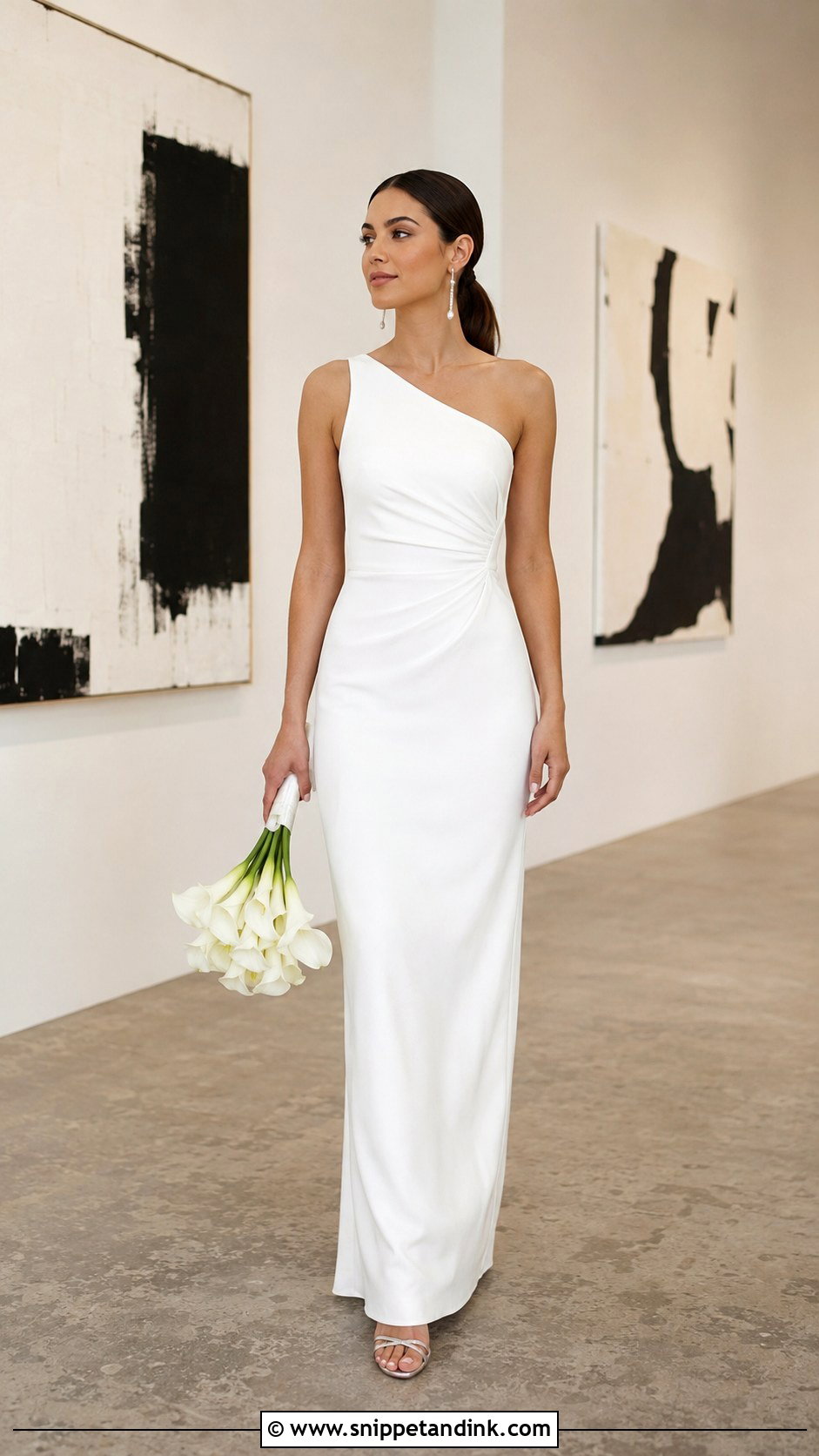 One Shoulder Crepe Wedding Gown - Snippet and Ink - 20 Crepe Gown Styles for Wedding