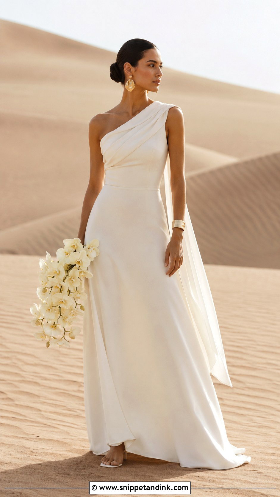 One Shoulder Desert Wedding Dress - Snippet and Ink - 20 Desert Wedding Dress Ideas