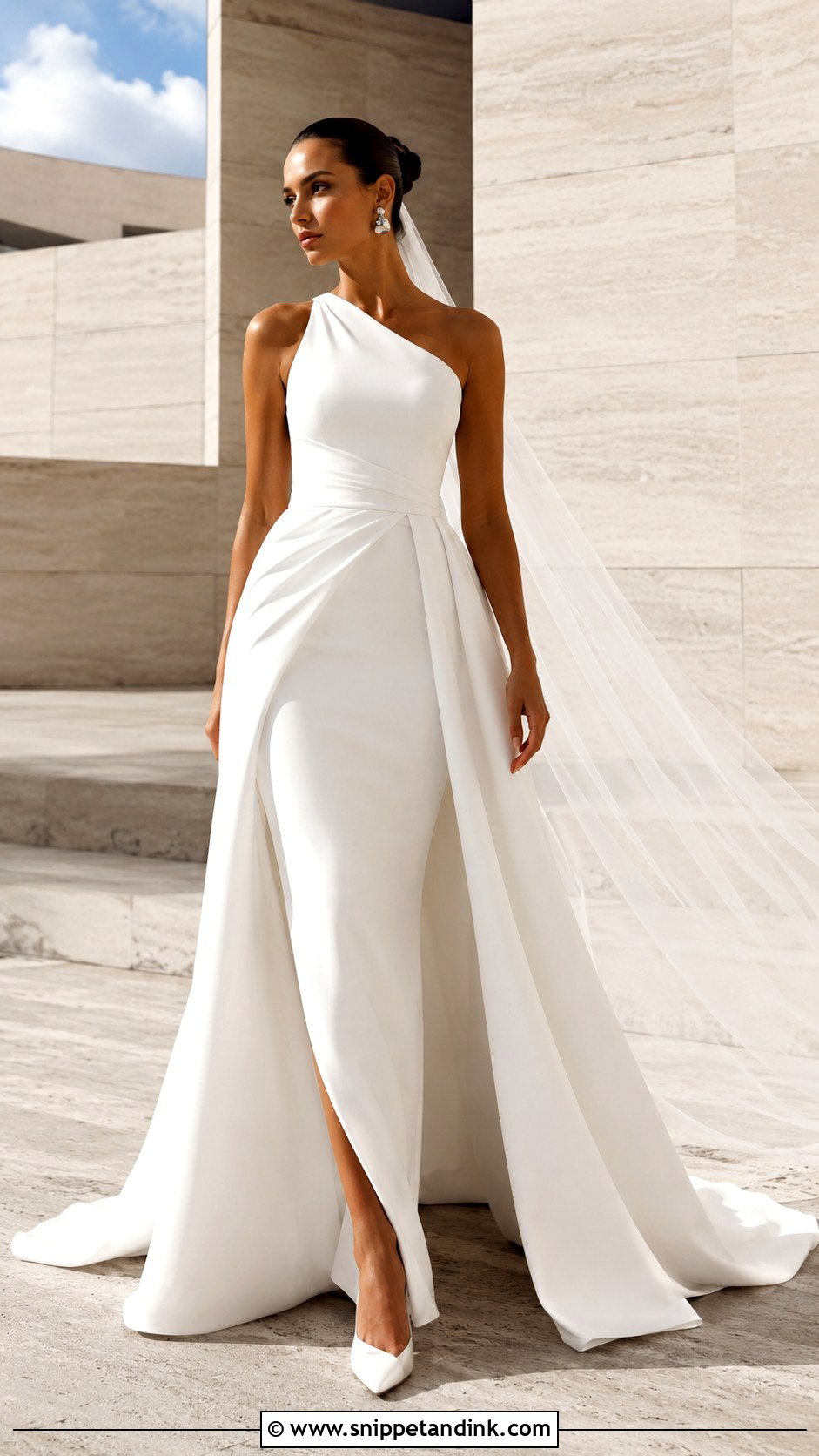 One Shoulder Detachable Skirt Wedding Dress - Snippet and Ink - 20 Detachable Skirt Wedding Dresses
