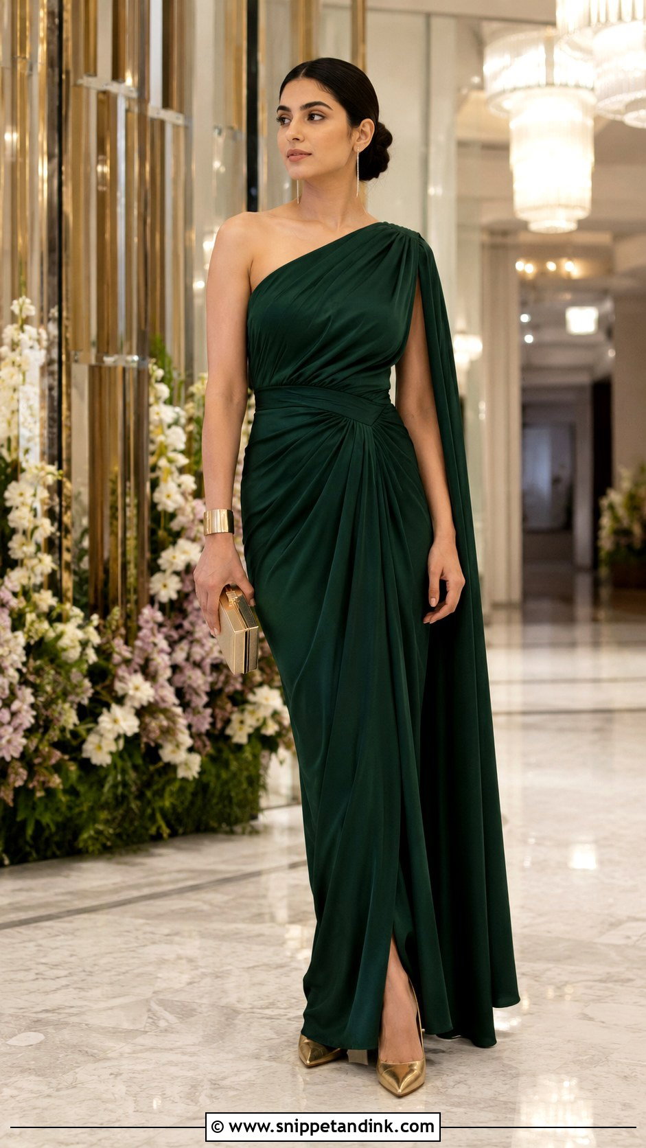 One Shoulder Draped Gown - Snippet and Ink - 20 Latest Gown Designs Indian Wedding