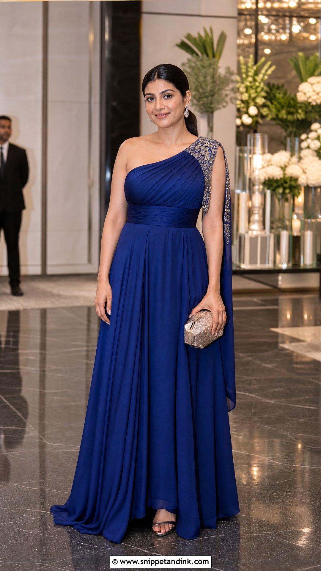 One Shoulder Draped Gown For Reception - Snippet and Ink - 20 One Shoulder Indian Wedding Dress Ideas