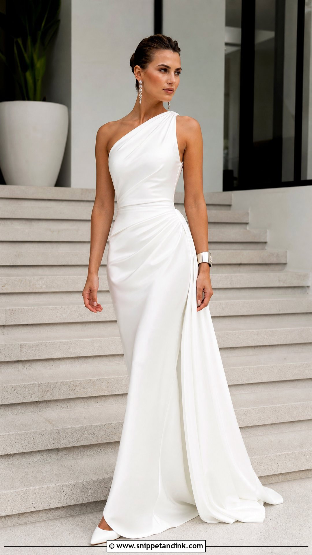 One Shoulder Draped Wedding Dress - Snippet and Ink - 20 Hollywood Glam Wedding Dress Ideas
