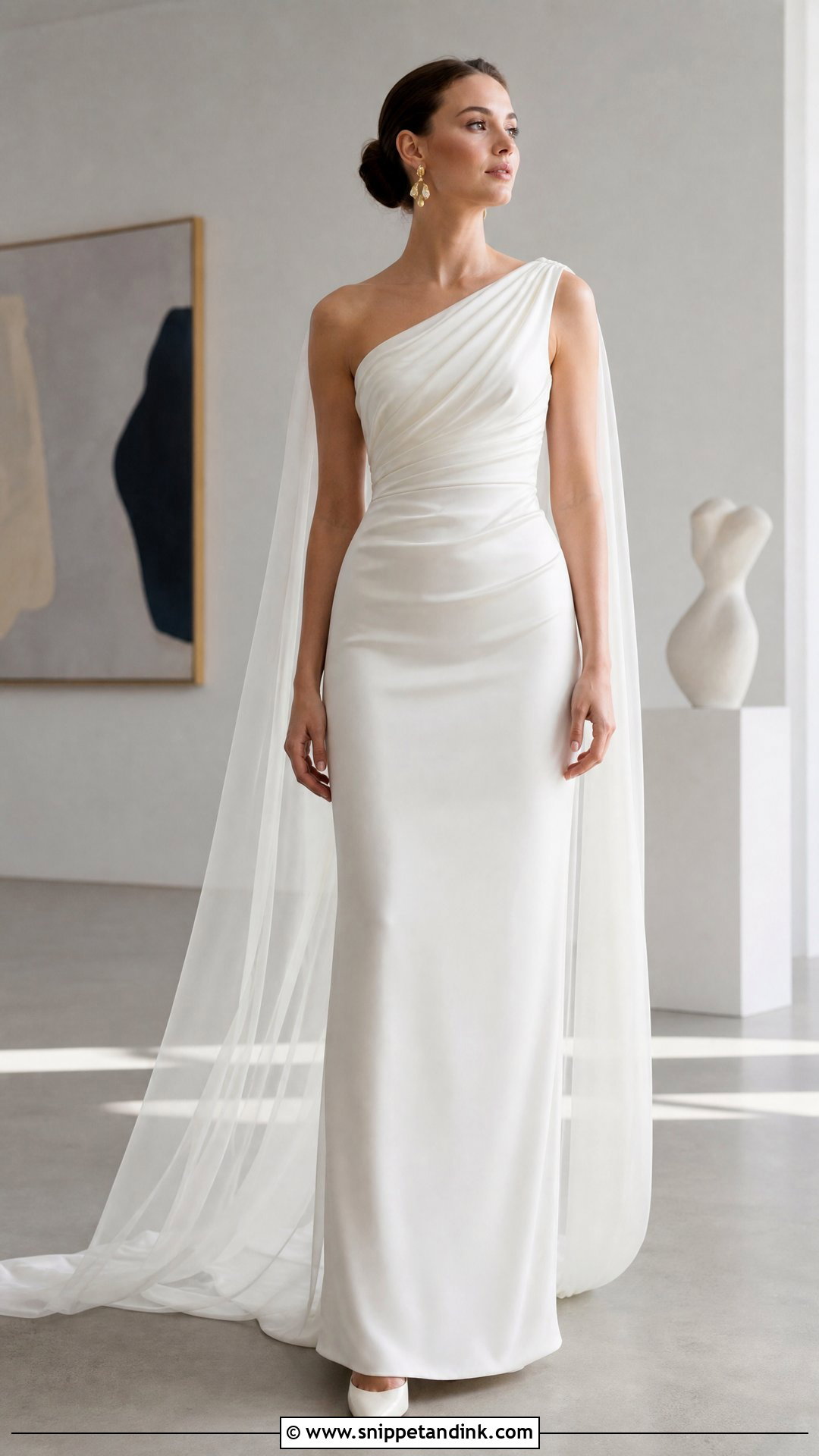One Shoulder Draped Wedding Dress - Snippet and Ink - 20 Size 10 Wedding Dress Ideas