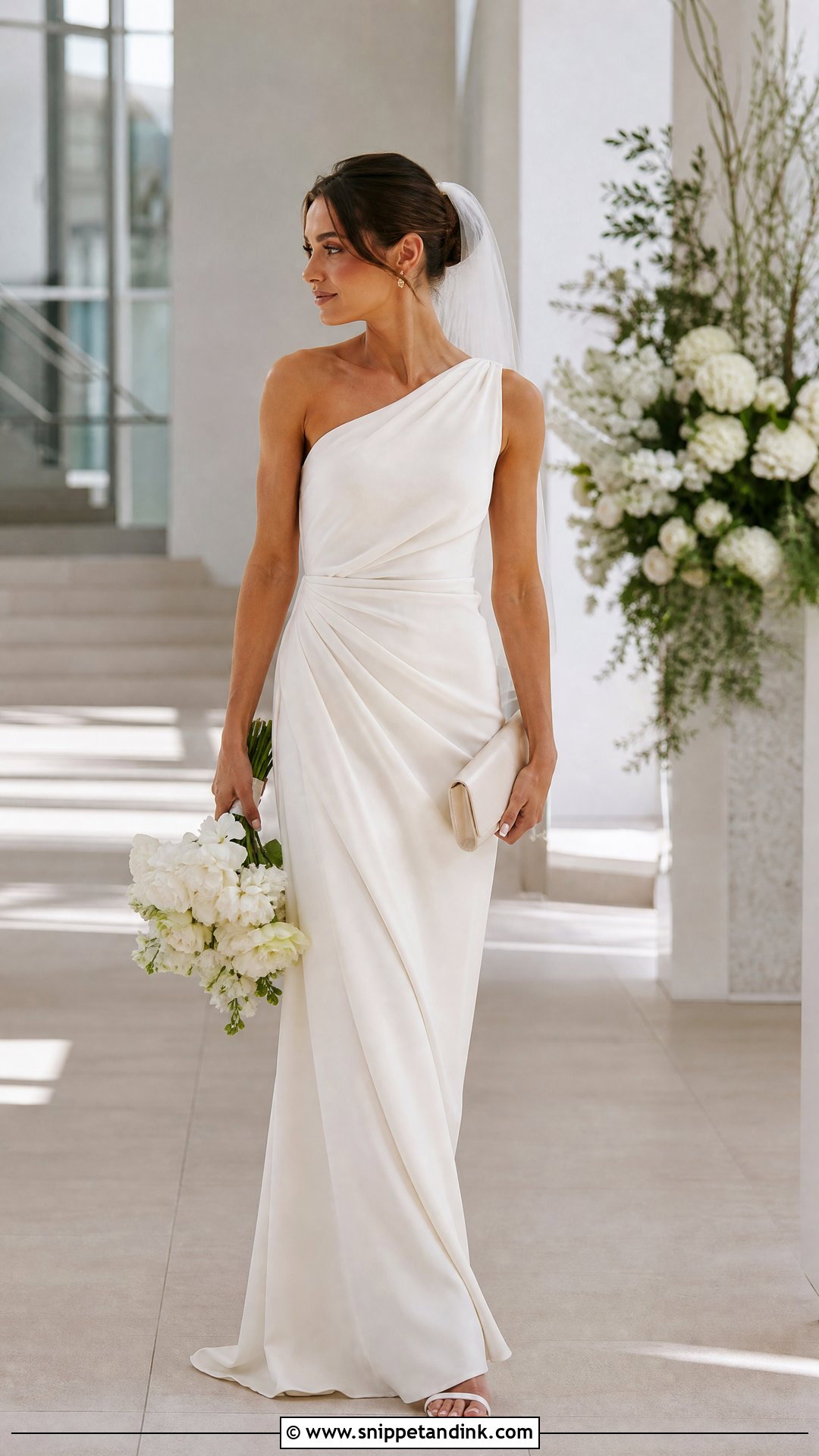 One Shoulder Draped Wedding Dress - Snippet and Ink - 20 Unique Simple Wedding Dress Ideas