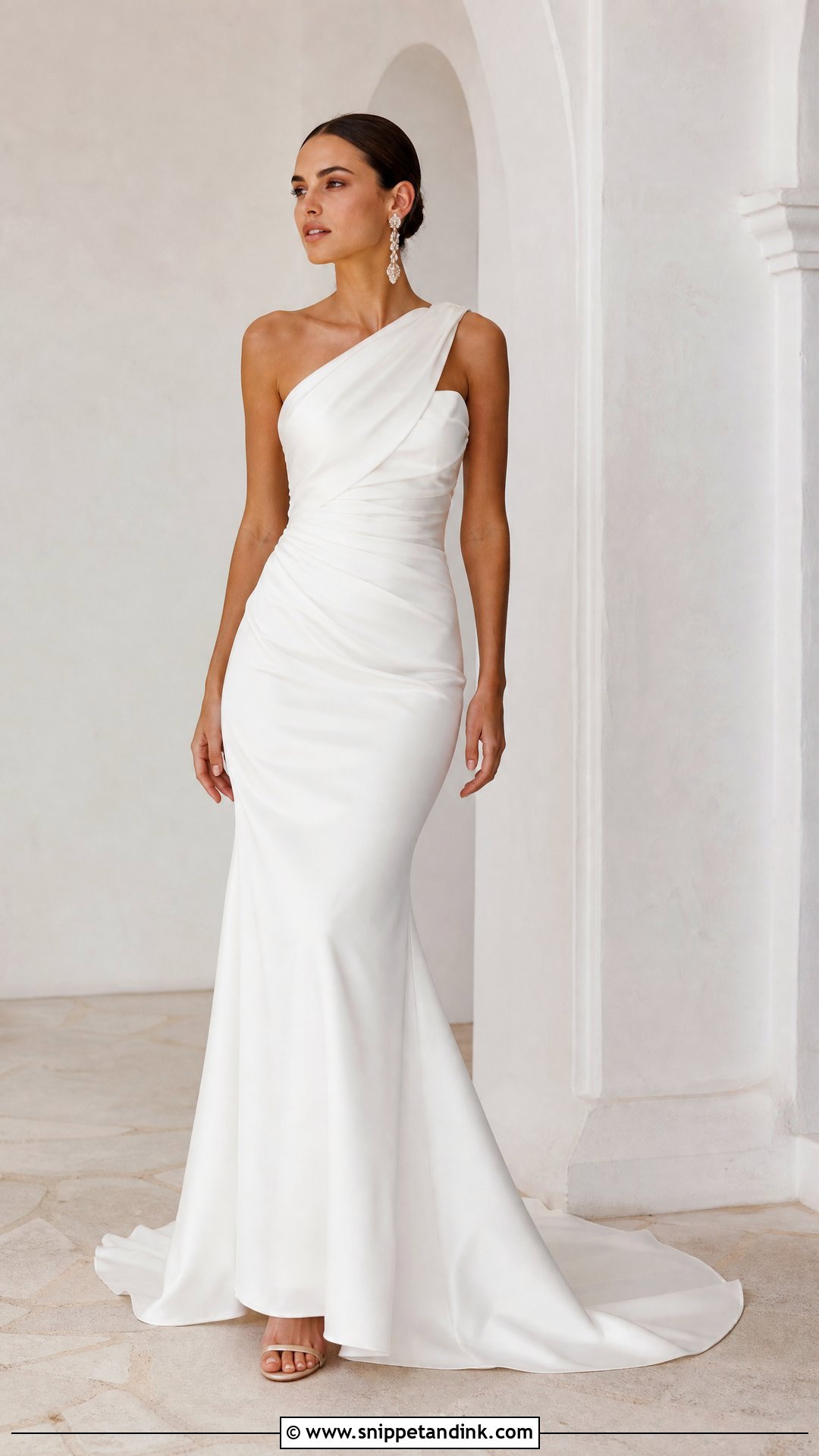 One Shoulder Draped Wedding Dress - Snippet and Ink - 20 Wedding Dress Hourglass Shape Ideas