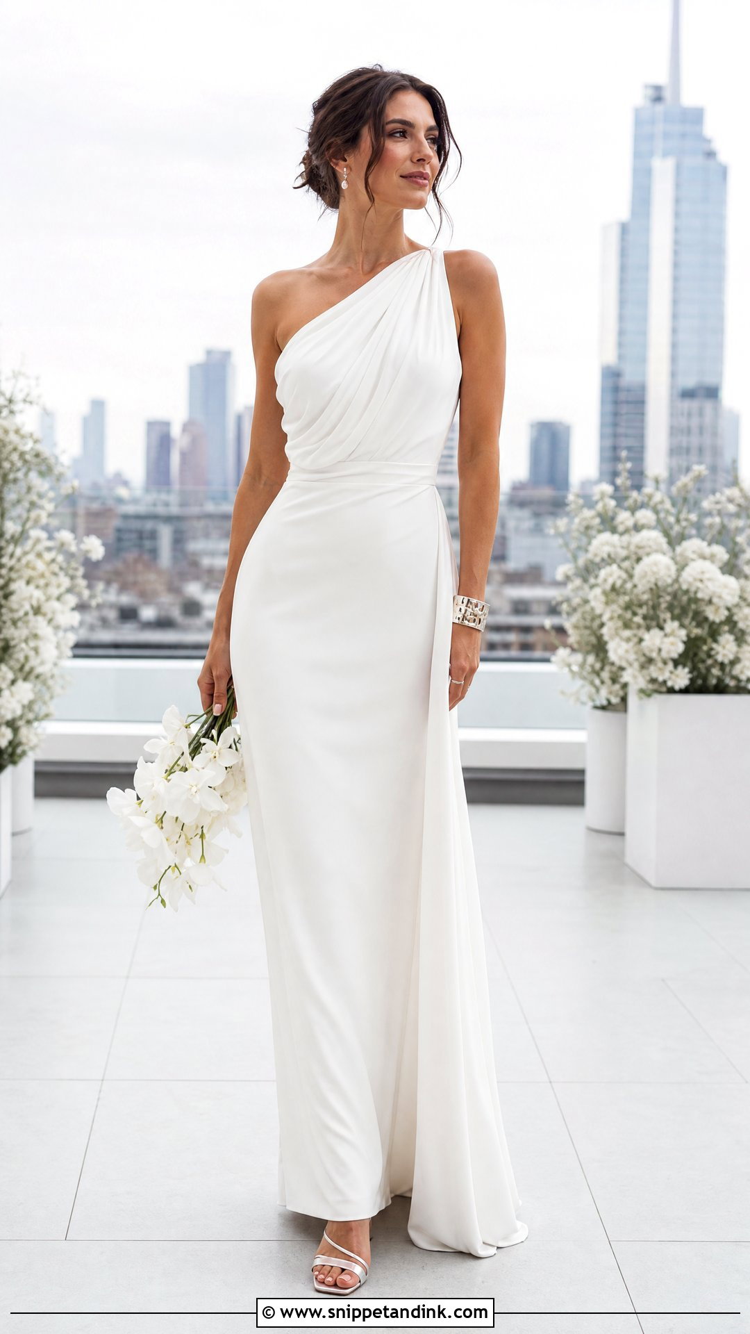 One Shoulder Draped Wedding Dress - Snippet and Ink - 20 Wedding Dress Without Sleeves