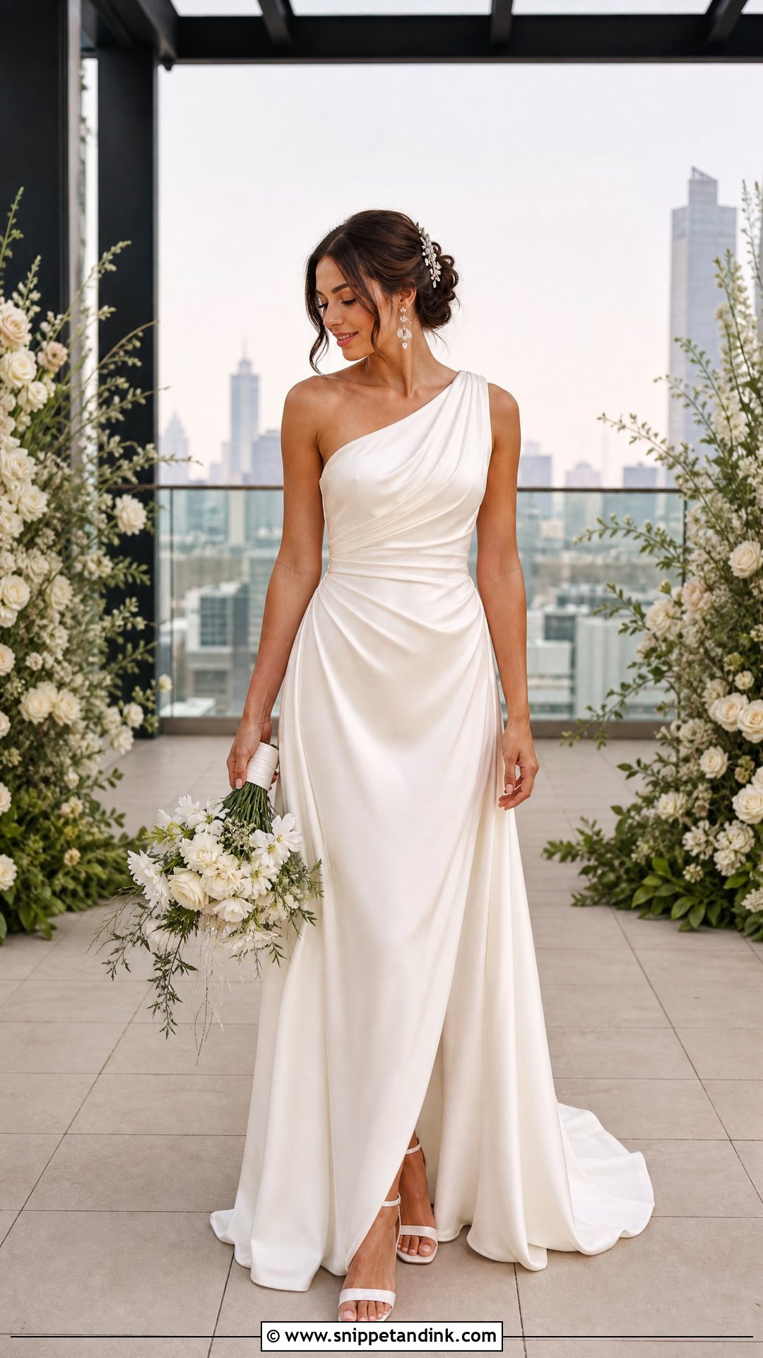 One Shoulder Draped Wedding Dress - Snippet and Ink - 20 Wedding Dresses Straps