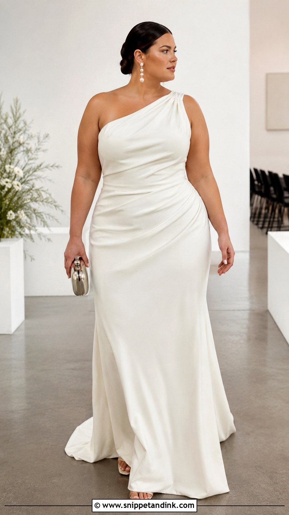 One Shoulder Draped Wedding Dress - Snippet and Ink - 20 Apple Shape Wedding Dress Ideas