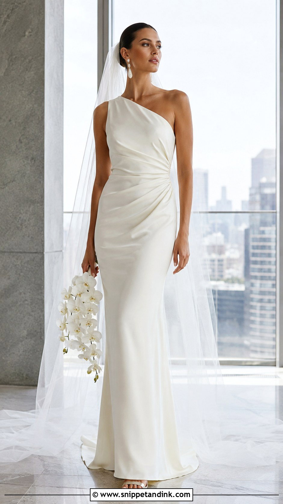 One Shoulder Draped Wedding Dress - Snippet and Ink - 20 Boujee Wedding Dress Ideas