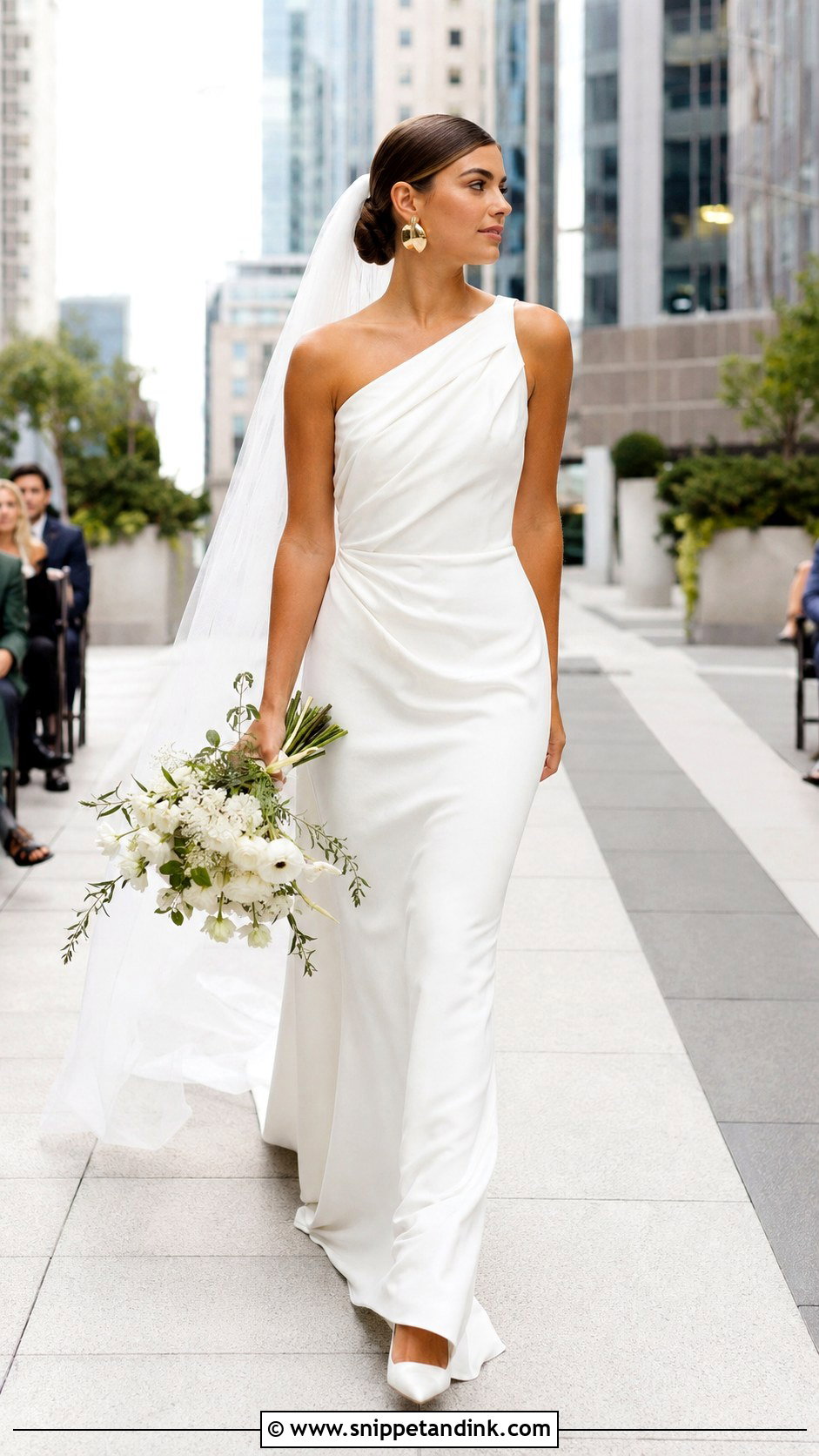 One Shoulder Draped Wedding Dress - Snippet and Ink - 20 Classy Modern Simple Wedding Dress Ideas