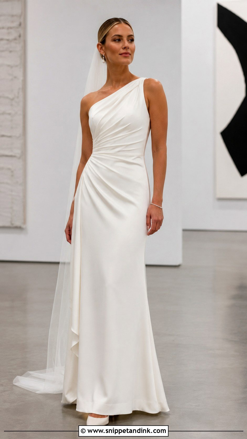 One Shoulder Draped Wedding Dress - Snippet and Ink - 20 Detailed Wedding Dress Ideas