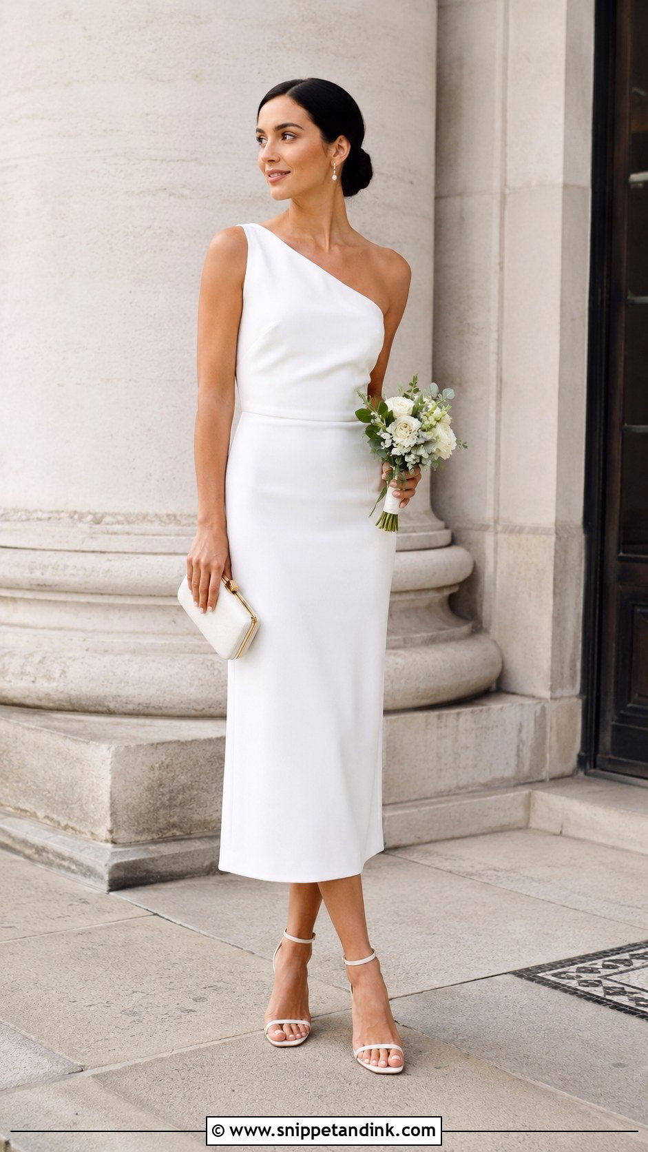 One Shoulder Dress Civil Wedding Outfit - Snippet and Ink - 20 Casual Civil Wedding Outfit the Bride Ideas