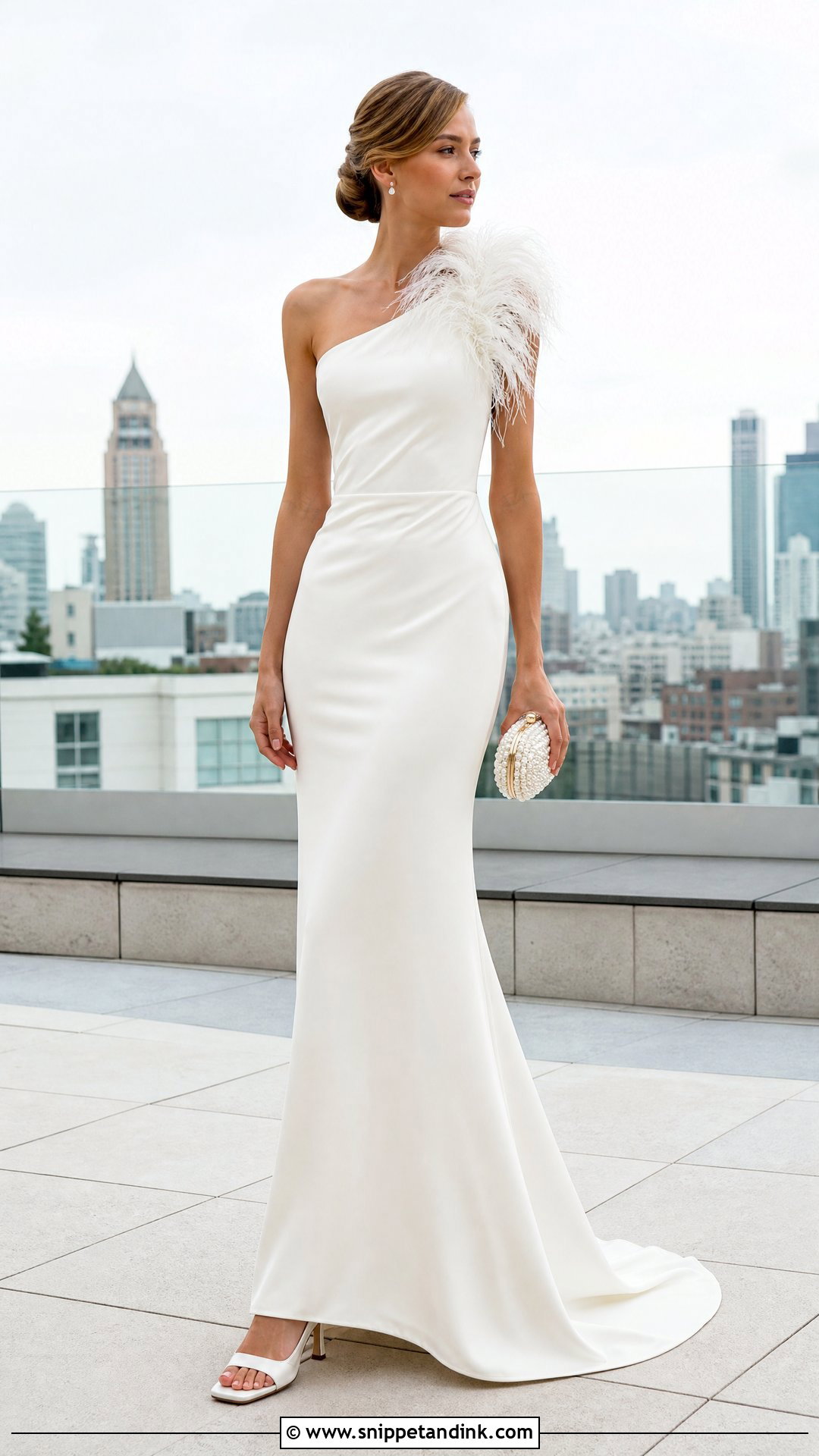 One Shoulder Feather Wedding Dress - Snippet and Ink - 20 Wedding Dress with Feathers Ideas