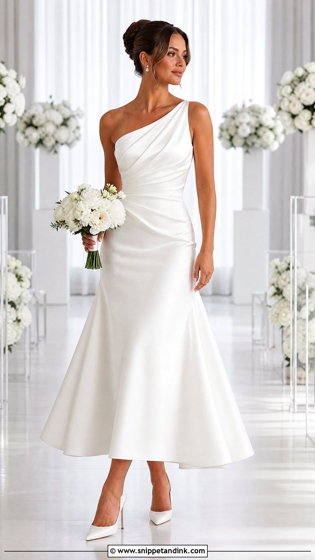 One Shoulder Fit And Flare Wedding Dress - Snippet and Ink - 20 Wedding Dresses for Hourglass Shape