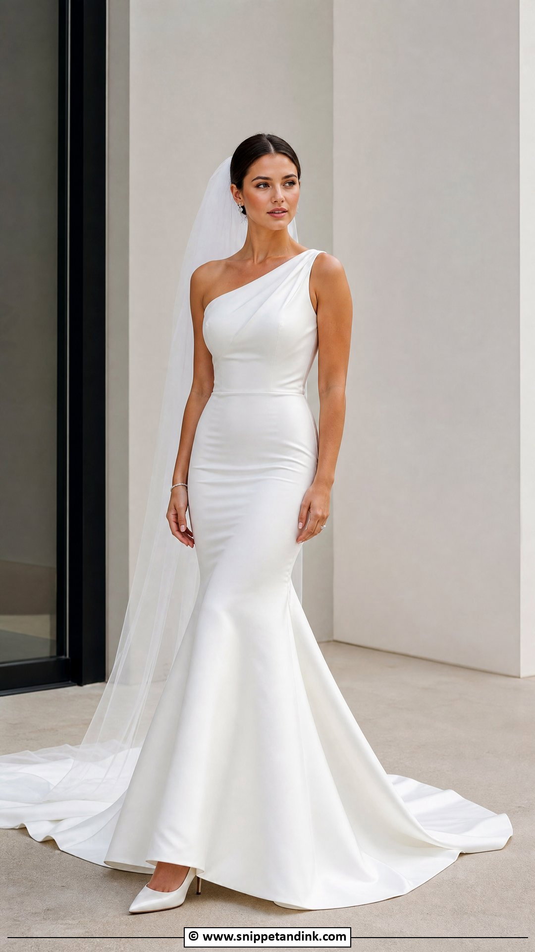 One Shoulder Fit And Flare Wedding Dress - Snippet and Ink - 35 Fit and Flare Wedding Dress Ideas