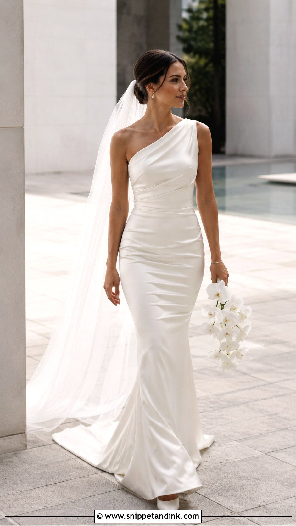 One Shoulder Fitted Wedding Dress - Snippet and Ink - 20 Fitted Elegant Wedding Dresses