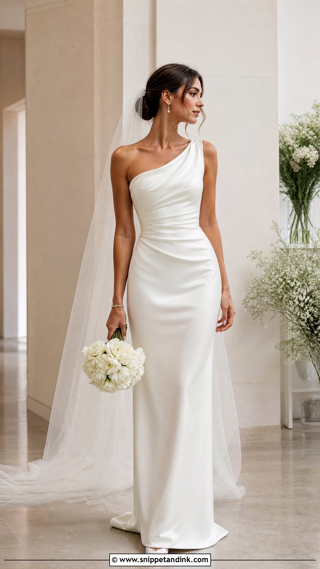 One Shoulder Fitted Wedding Dress - Snippet and Ink - 20 Tight Fitting Wedding Dresses