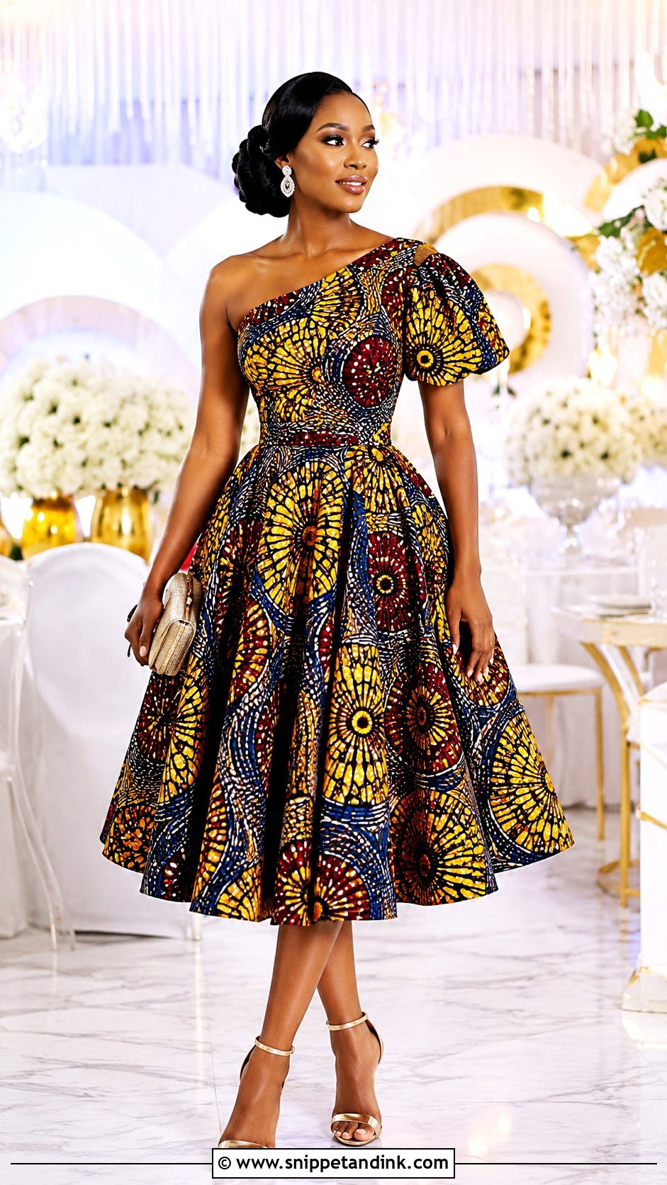 One Shoulder Flay Ankara Gown - Snippet and Ink - 20 Flay Ankara Gown Ideas