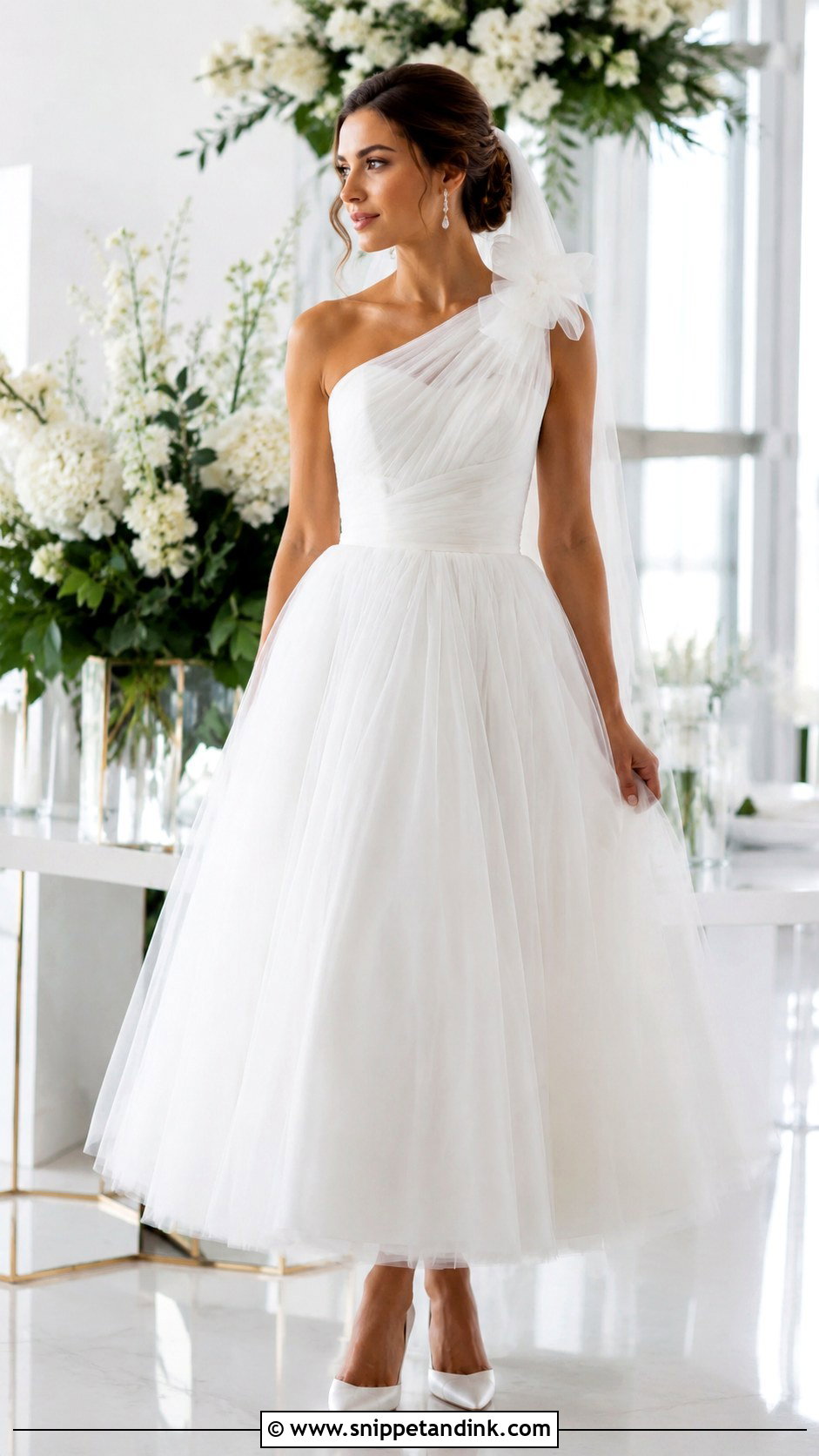One Shoulder Fluffy Wedding Dress - Snippet and Ink - 20 Fluffy Wedding Dresses