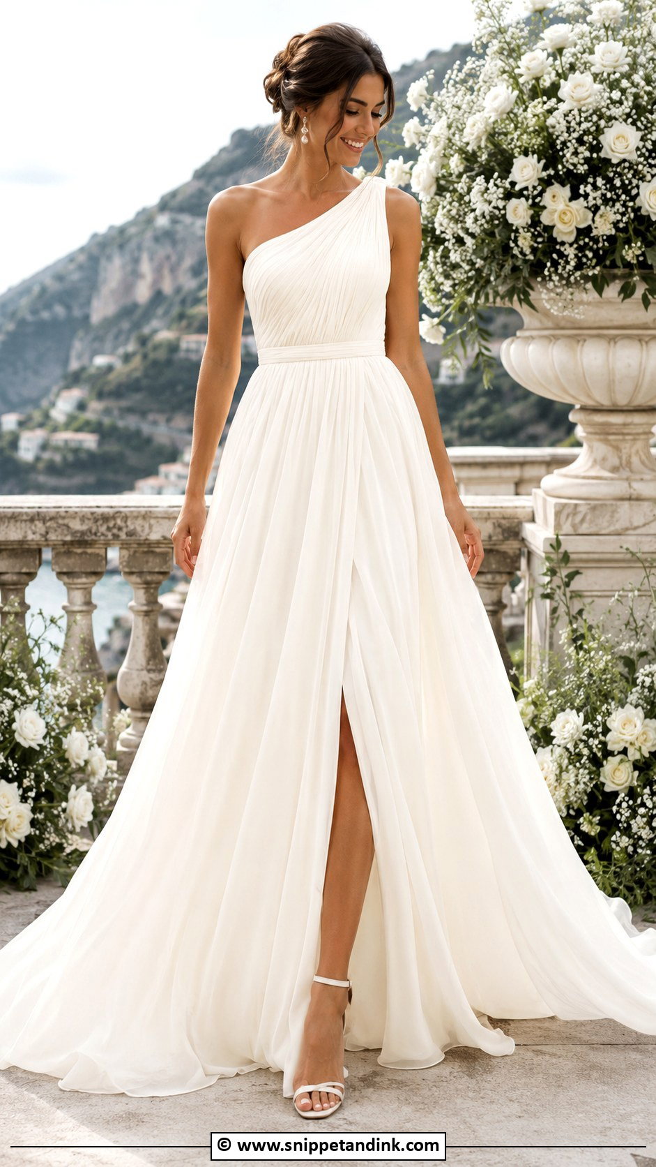 One Shoulder Goddess Wedding Dress - Snippet and Ink - 25 Goddess Wedding Dress Ideas