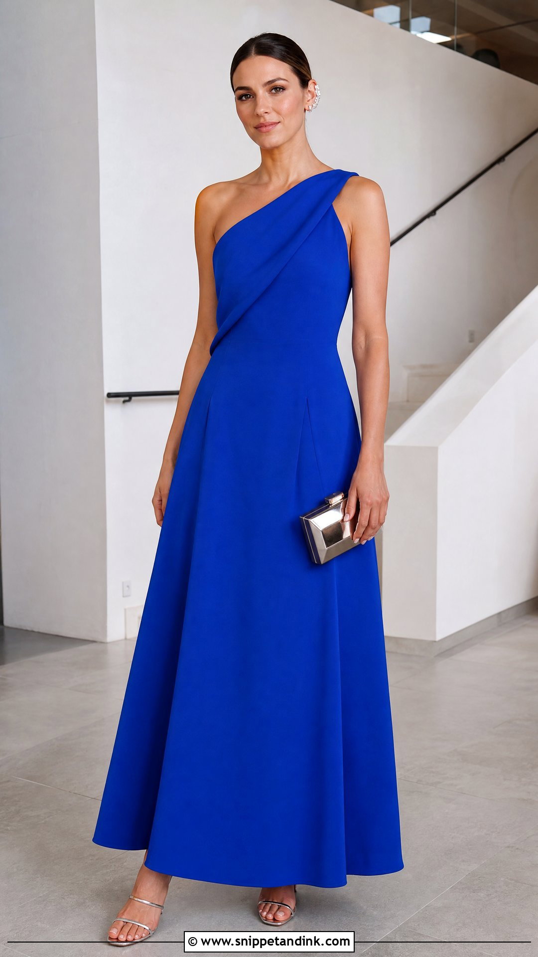 One Shoulder Gown With Sleek Sandals - Snippet and Ink - 25 Trending Gowns