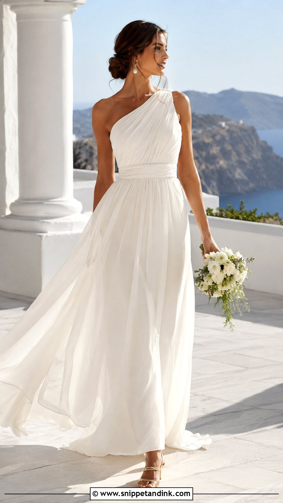 One Shoulder Greek Goddess Wedding Dress - Snippet and Ink - 25 Greek Goddess Wedding Dress Ideas