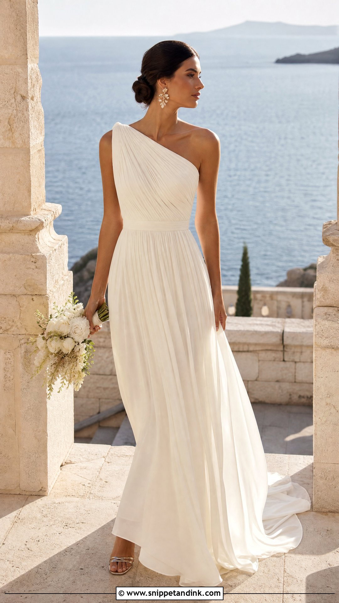 One Shoulder Greek Style Wedding Dress - Snippet and Ink - 25 Greek Style Wedding Dress Ideas