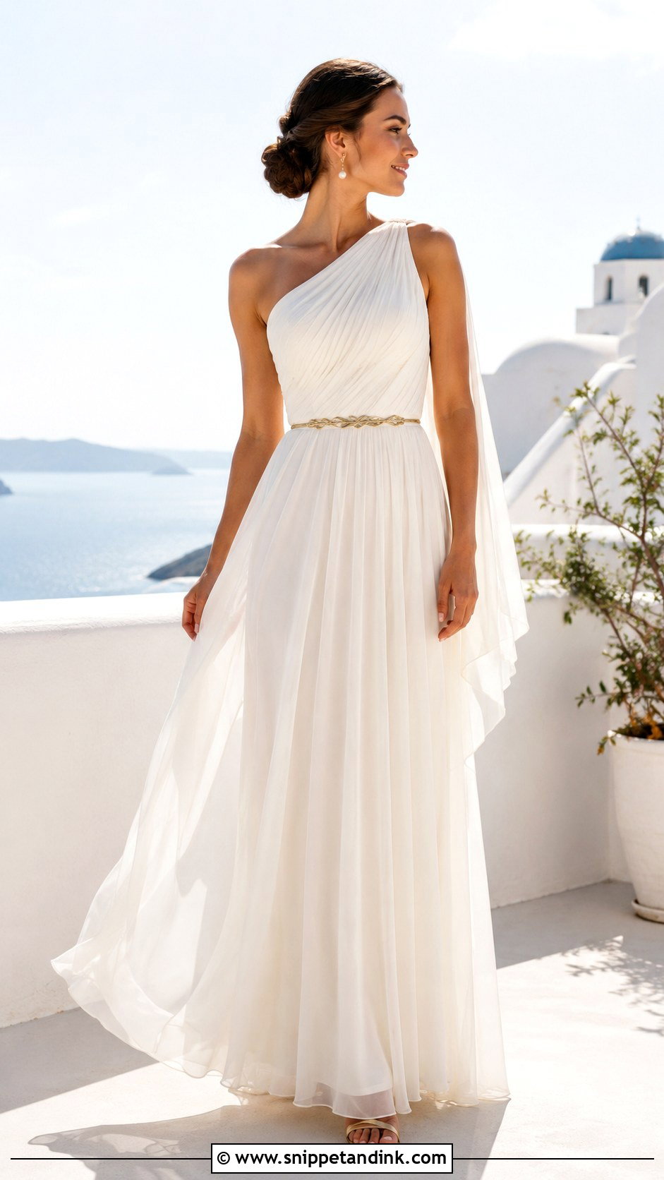One Shoulder Greek Wedding Dress - Snippet and Ink - 20 Greek Wedding Dresses
