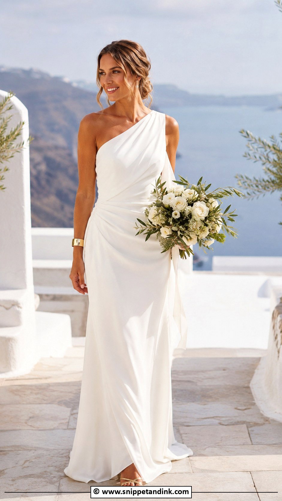 One Shoulder Greek Wedding Dress - Snippet and Ink - 30 Greek Wedding Dress Ideas