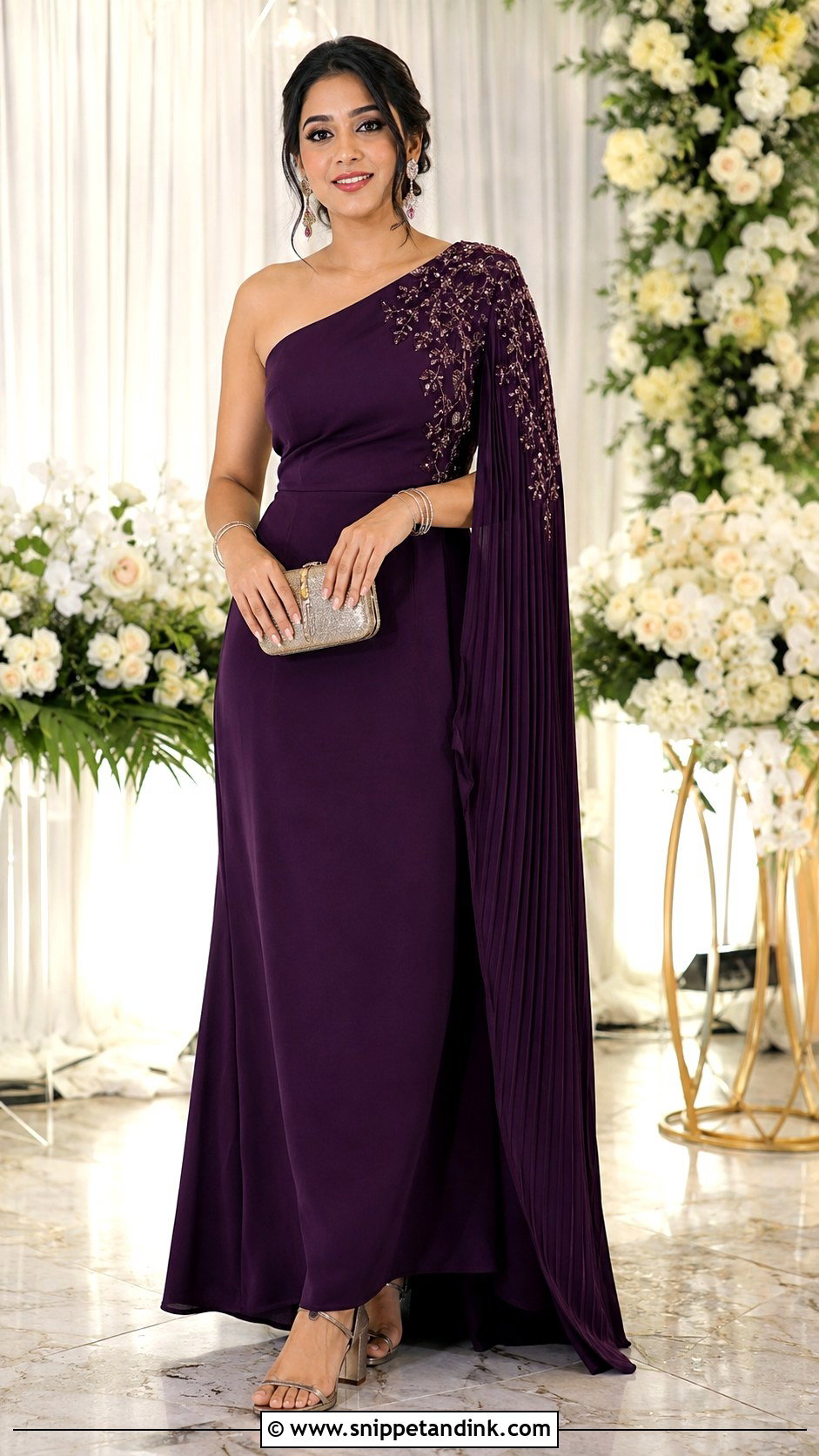 One Shoulder Indo Western Gown For Indian Wedding - Snippet and Ink - 20 Indo Western Gowns Indian Weddings
