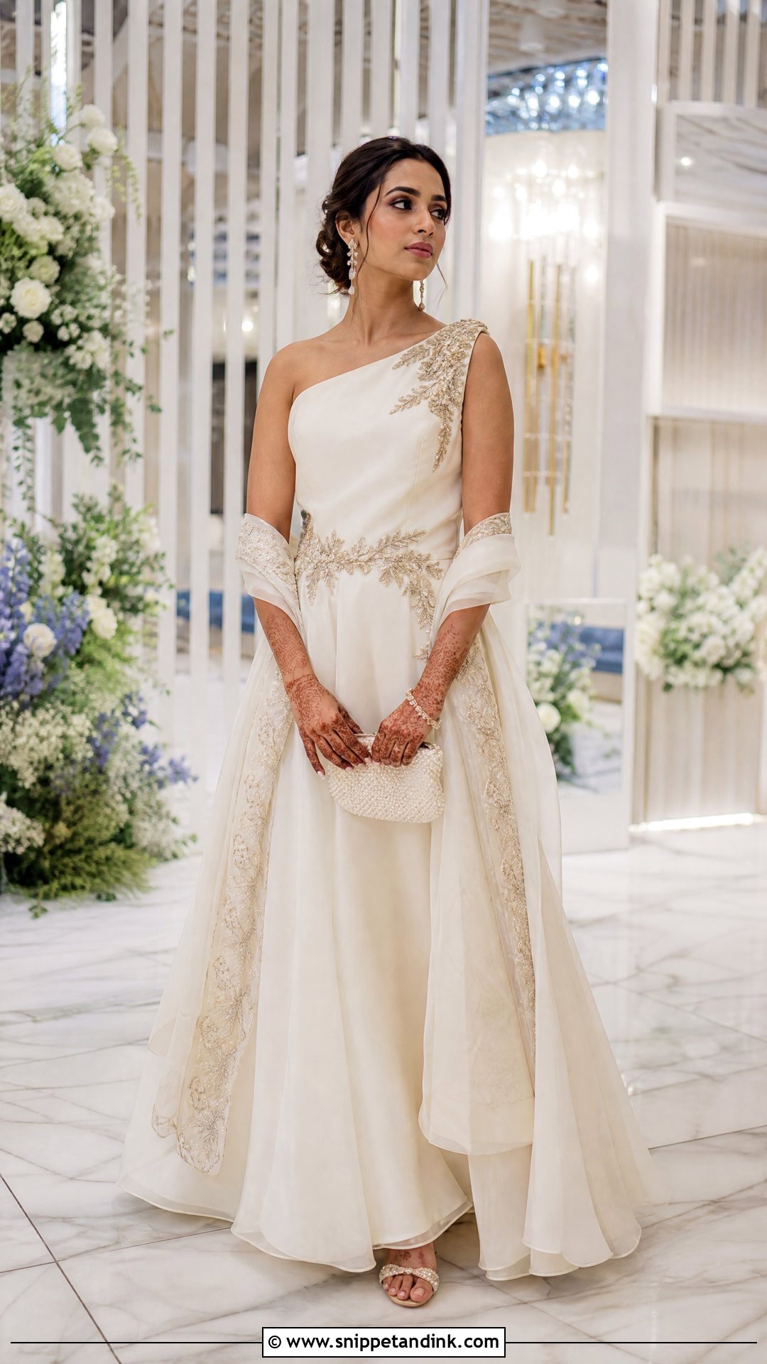 One Shoulder Ivory Bridal Gown - Snippet and Ink - 20 One Shoulder Indian Wedding Dress Ideas