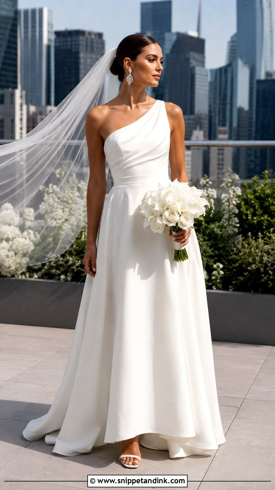 One Shoulder June Wedding Dress - Snippet and Ink - 20 June Wedding Dress Ideas