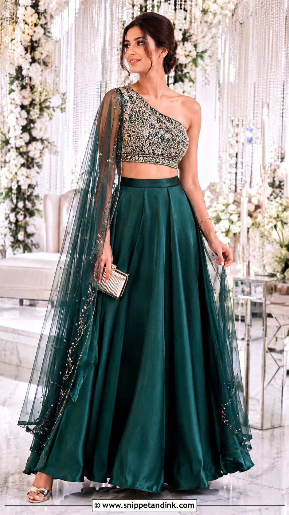One Shoulder Lehenga For Sangeet - Snippet and Ink - 25 Sangeet Dress Ideas