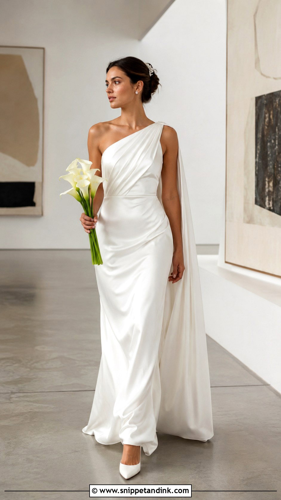 One Shoulder Liquid Satin Wedding Dress - Snippet and Ink - 20 Liquid Satin Wedding Dress Ideas