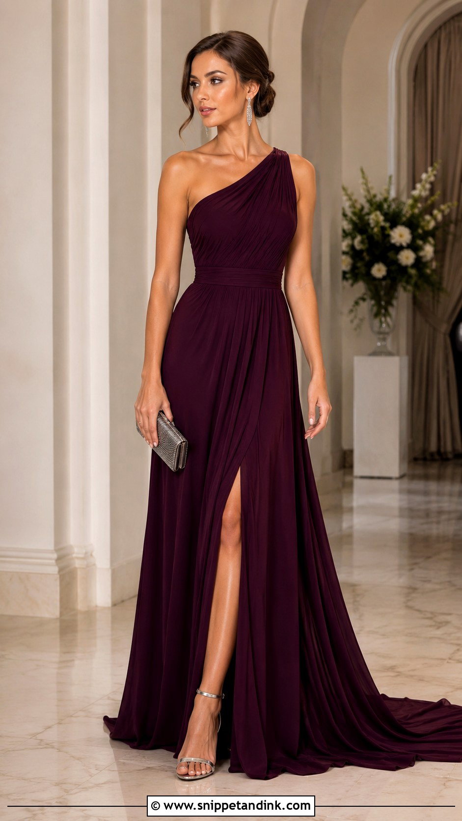 One Shoulder Long Trail Gown - Snippet and Ink - 20 Long Trail Gown Ideas